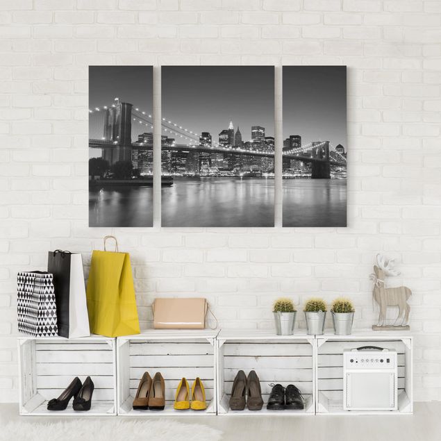 Leinwandbild 3-teilig - Brooklyn Brücke in New York II - Triptychon