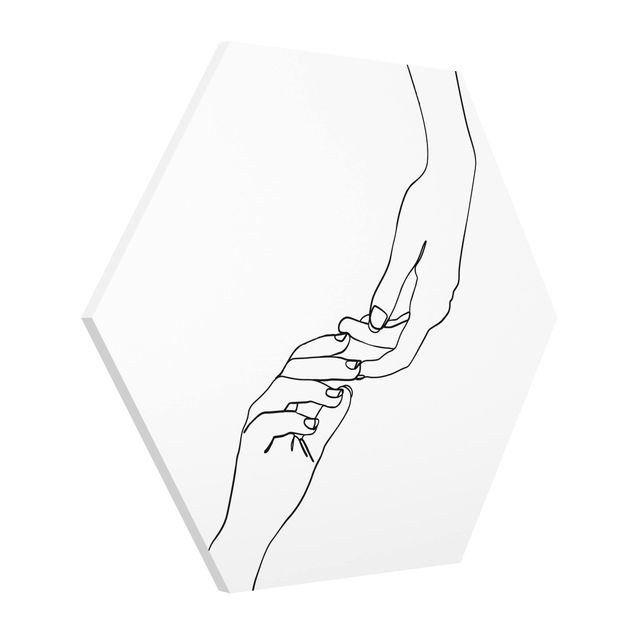 Hexagon Bild Forex - Line Art Hände Berührung Schwarz Weiß