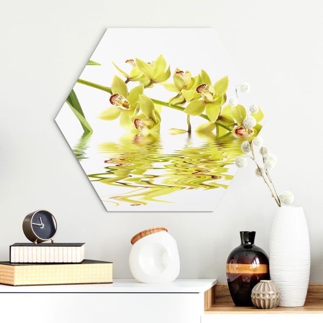 Hexagon Bild Alu-Dibond - Elegant Orchid Waters