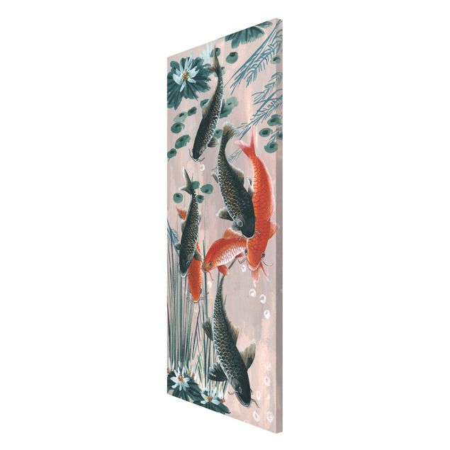 Magnettafel - Asiatische Malerei Kois im Teich II - Memoboard Panorama Hochformat 2:1