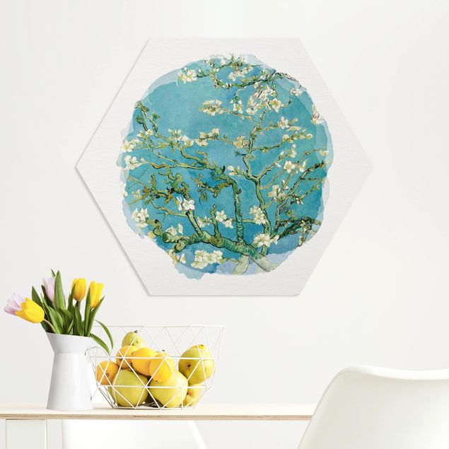 Hexagon Bild Forex - Wasserfarben - Vincent van Gogh - Mandelblüte