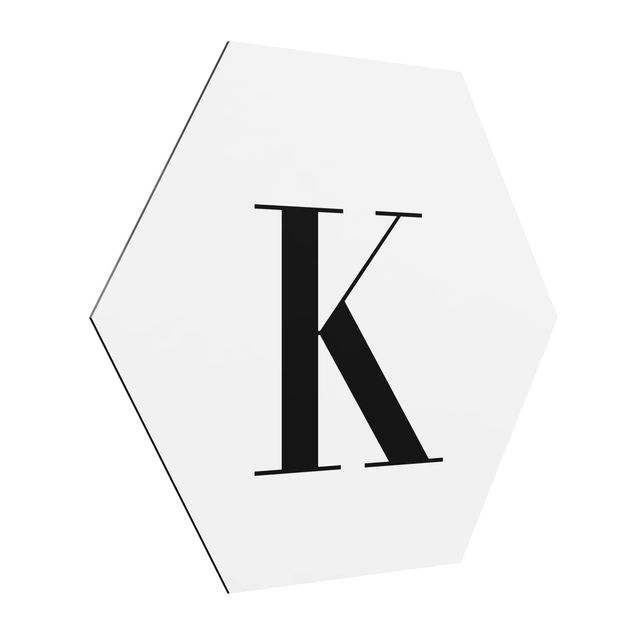 Hexagon Bild Alu-Dibond - Buchstabe Serif Weiß K