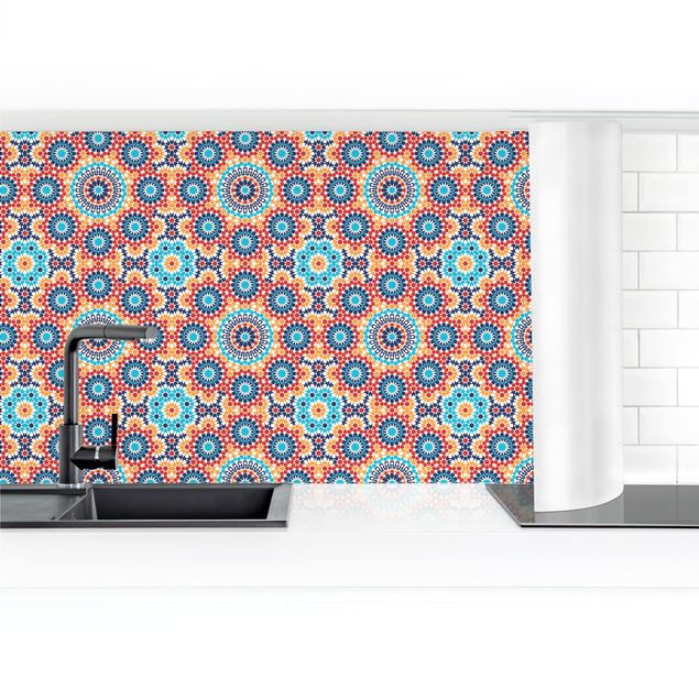 Küchenrückwand - Orientalisches Muster mit bunten Blumen