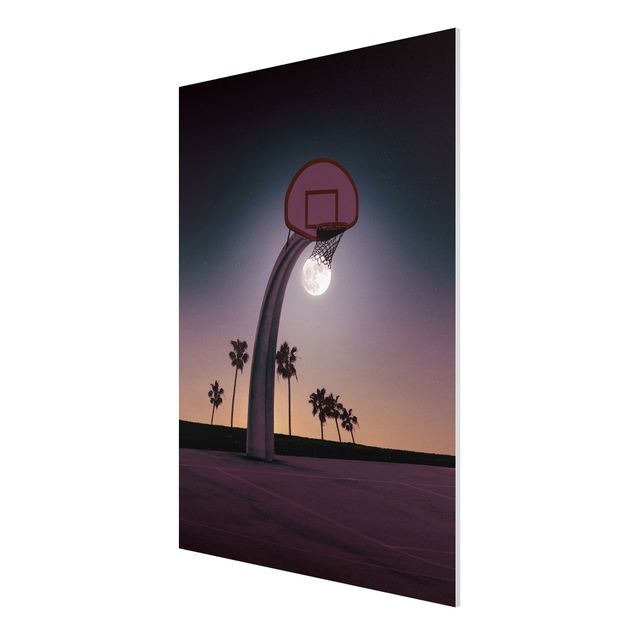 Forex Fine Art Print - Jonas Loose - Basketball mit Mond - Hochformat 4:3