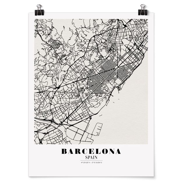 Poster - Stadtplan Barcelona - Klassik - Hochformat 3:4