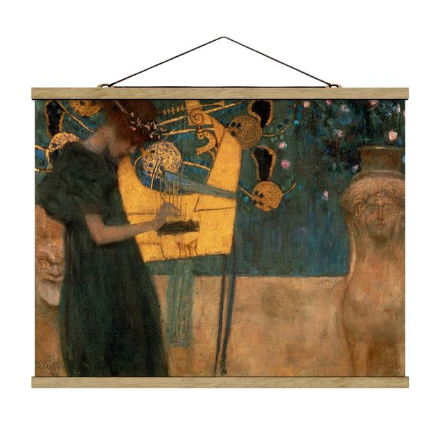 Stoffbild mit Posterleisten - Gustav Klimt - Die Musik - Querformat 4:3