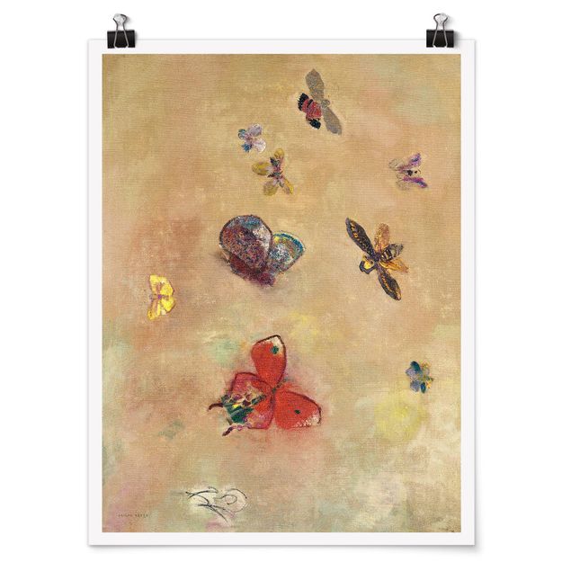 Poster - Odilon Redon - Bunte Schmetterlinge - Hochformat 3:4