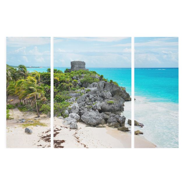 Leinwandbild 3-teilig - Karibikküste Tulum Ruinen - Triptychon
