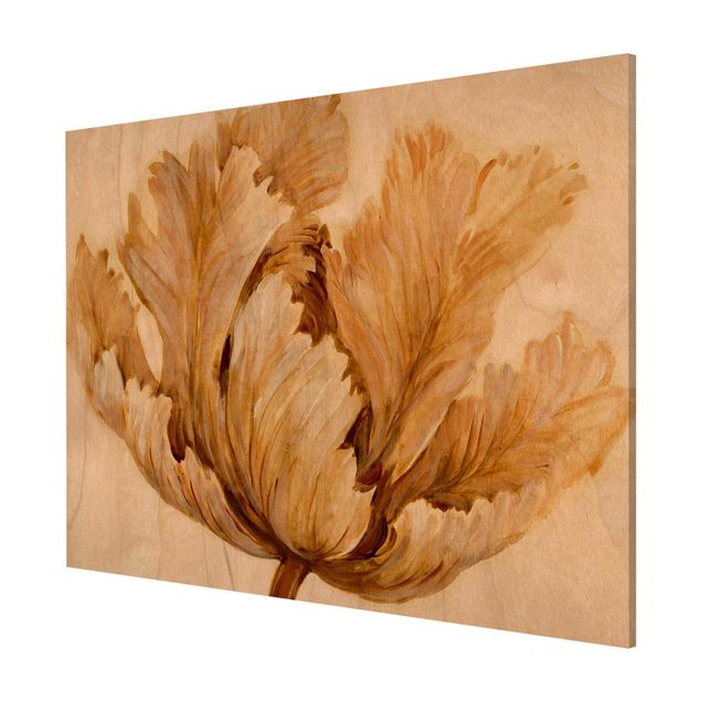 Magnettafel - Sepia Tulpe auf Holz - Memoboard Querformat 3:4