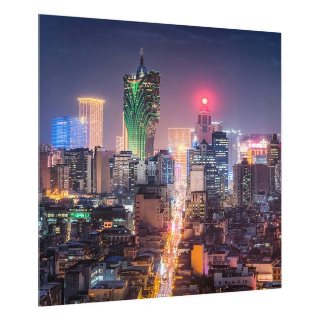 Spritzschutz Glas - Nachtlichter von Macau - Quadrat 1:1