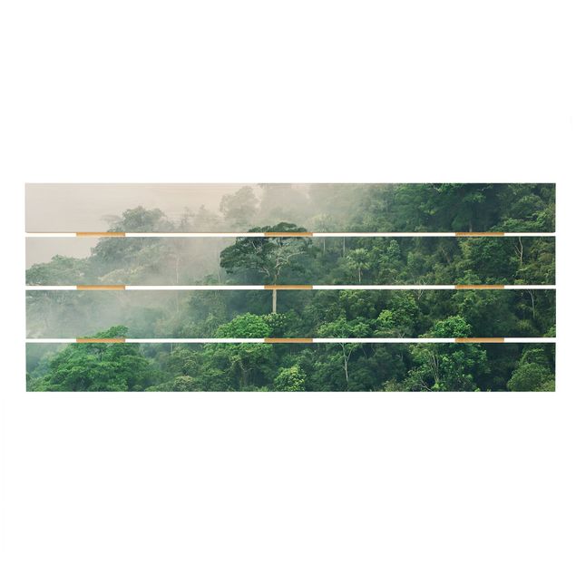 Holzbild - Dschungel im Nebel - Querformat 2:5