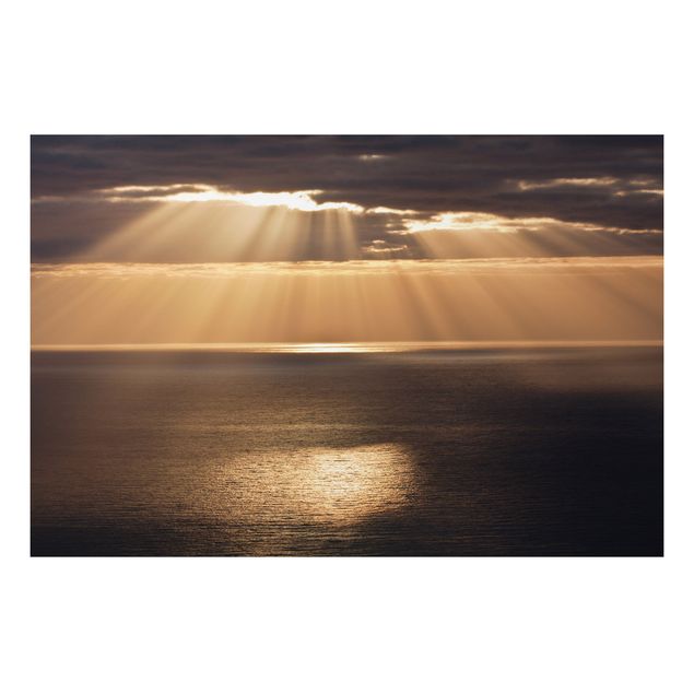 Aluminium Print gebürstet - Sonnenstrahlen über dem Meer - Querformat 2:3