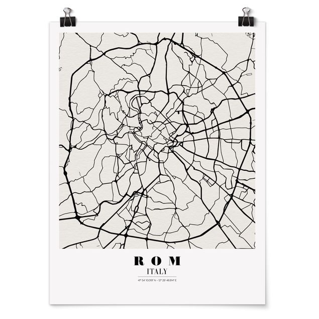 Poster - Stadtplan Rom - Klassik - Hochformat 3:4