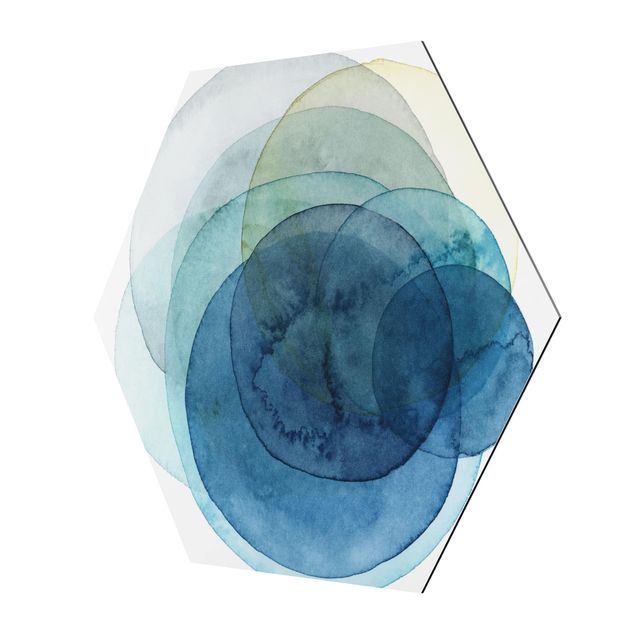 Hexagon Bild Alu-Dibond - Urknall - blau