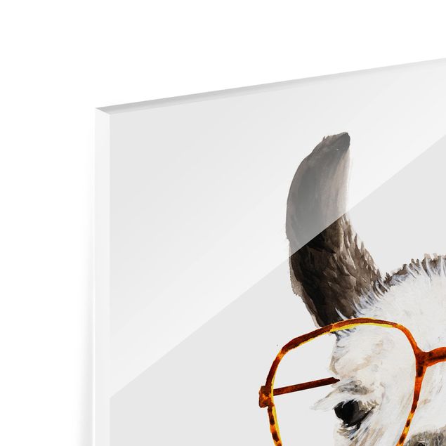 Glas Spritzschutz - Hippes Lama mit Brille IV - Quadrat - 1:1