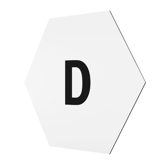 Hexagon Bild Alu-Dibond - Buchstabe Weiß D