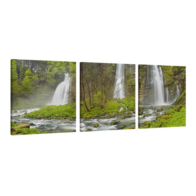 Leinwandbild 3-teilig - Wasserfälle Cascade de Flumen - Quadrate 1:1