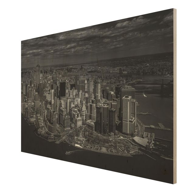Holzbild - New York - Manhattan aus der Luft - Querformat 2:3