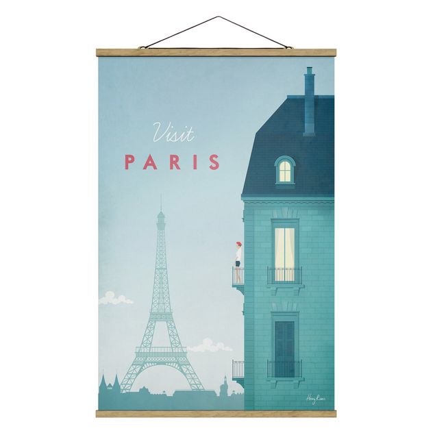 Stoffbild mit Posterleisten - Reiseposter - Paris - Hochformat 2:3