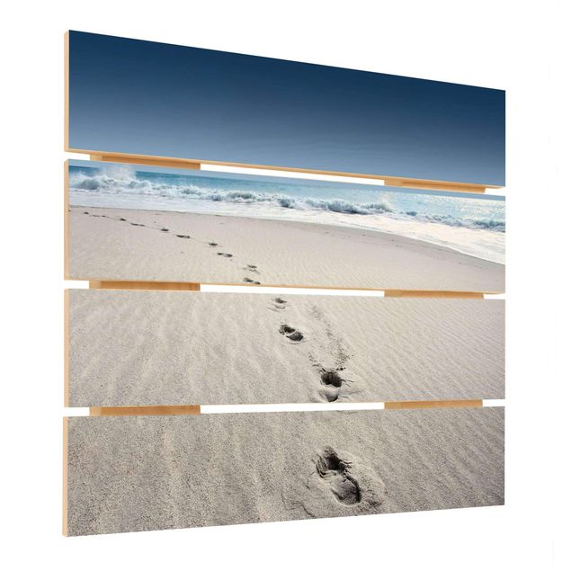 Holzbild - Spuren im Sand - Quadrat 1:1