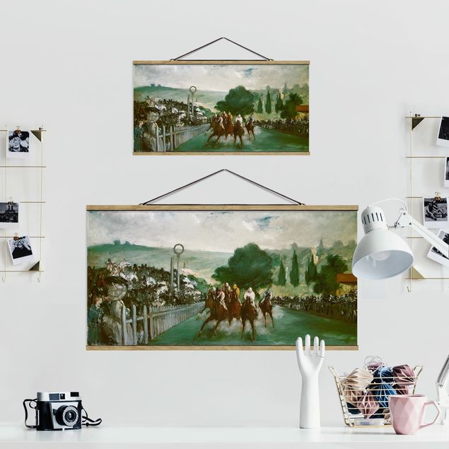 Stoffbild mit Posterleisten - Edouard Manet - Pferderennen - Querformat 2:1
