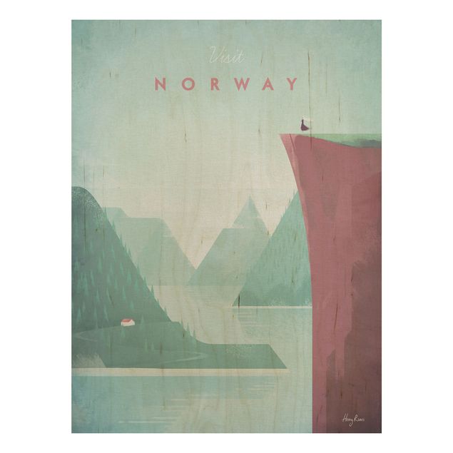 Holzbild - Reiseposter - Norwegen - Hochformat 4:3