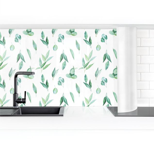 Küchenrückwand - Aquarell Eukalyptuszweige Muster II