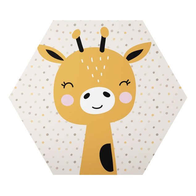 Hexagon Bild Alu-Dibond - Baby Giraffe