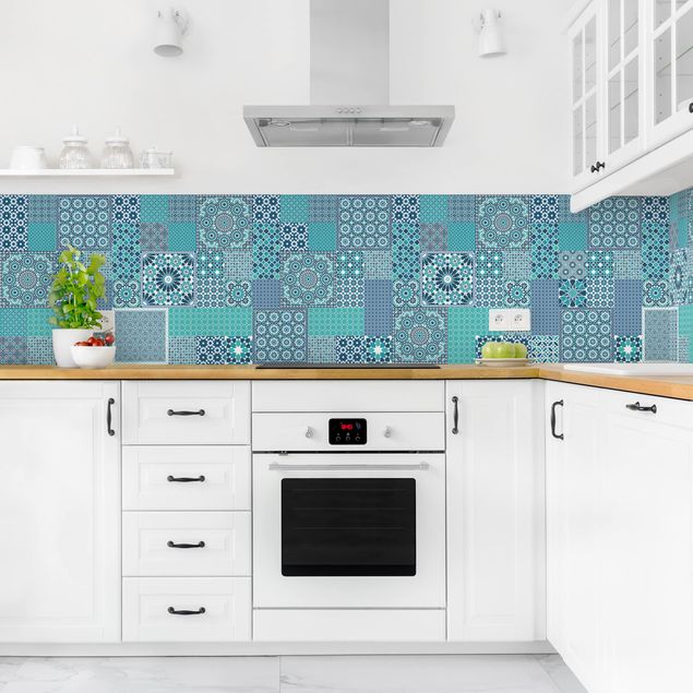 Küchenrückwand - Marokkanische Mosaikfliesen türkis blau