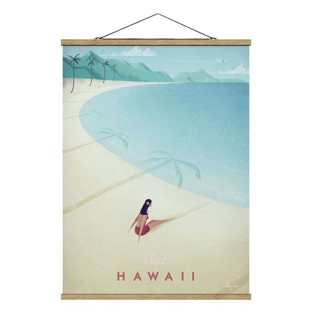 Stoffbild mit Posterleisten - Reiseposter - Hawaii - Hochformat 3:4