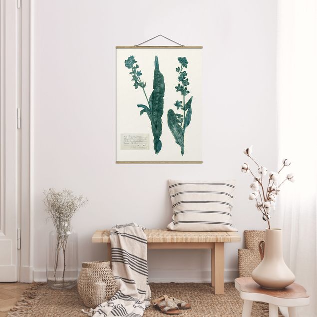 Stoffbild mit Posterleisten - Gepresste Blumen - Hundszunge - Hochformat 3:4