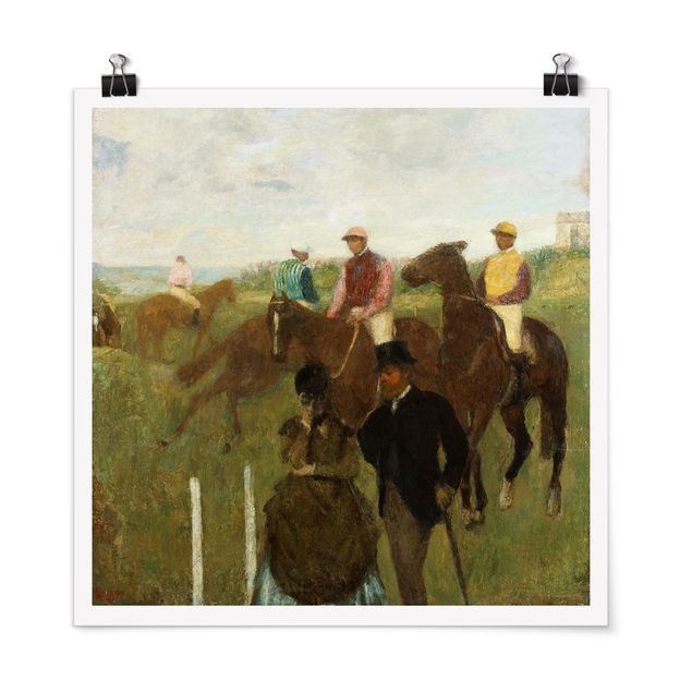 Poster - Edgar Degas - Jockeys auf Rennbahn - Quadrat 1:1