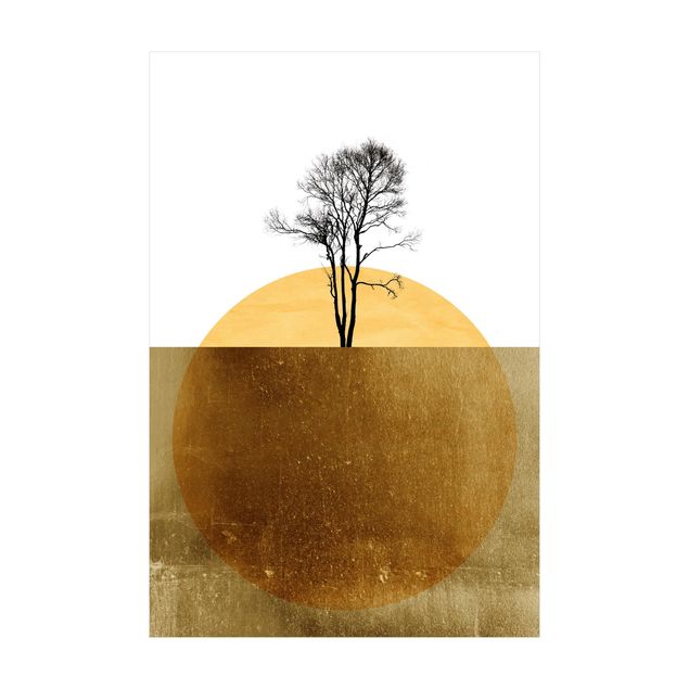 Teppich Esszimmer Goldene Sonne mit Baum