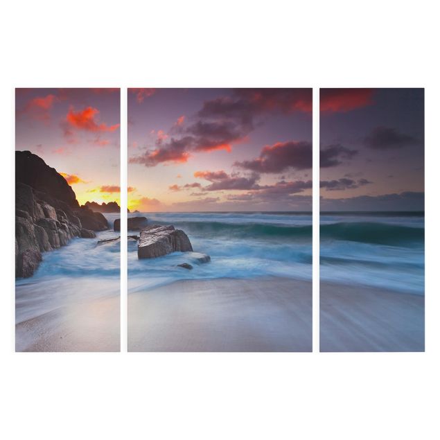 Leinwandbild 3-teilig - Am Meer in Cornwall - Triptychon