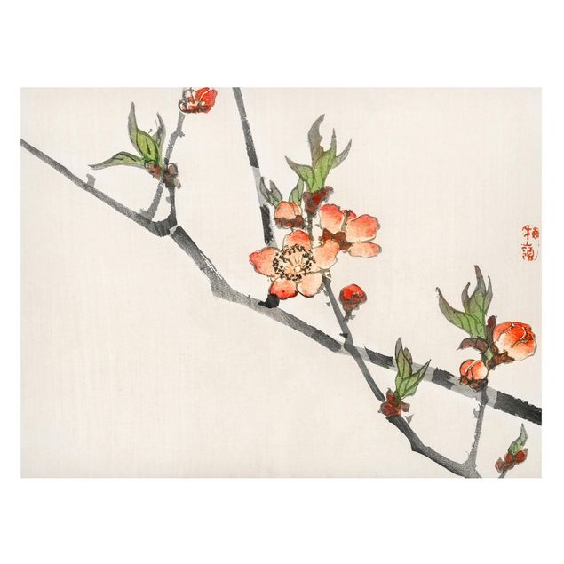 Magnettafel - Asiatische Vintage Zeichnung Kirschblütenzweig - Memoboard Querformat 3:4