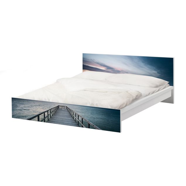 Möbelfolie für IKEA Malm Bett niedrig 180x200cm - Klebefolie Steg Promenade