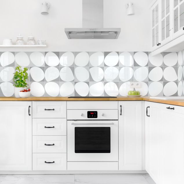 Küchenrückwand - Oval Fliesen - Grau