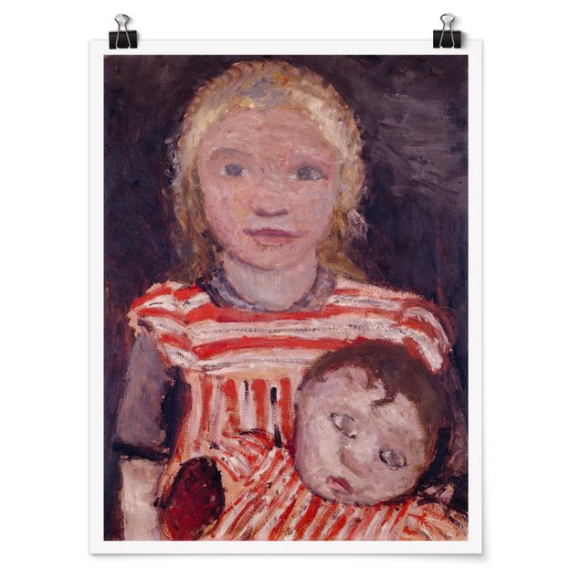 Poster - Paula Modersohn-Becker - Mädchen mit Puppe - Hochformat 3:4