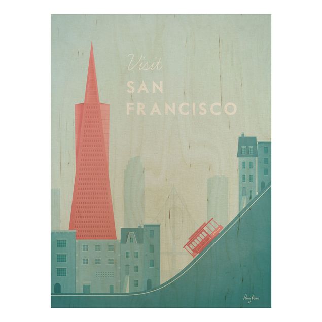 Holzbild - Reiseposter - San Francisco - Hochformat 4:3