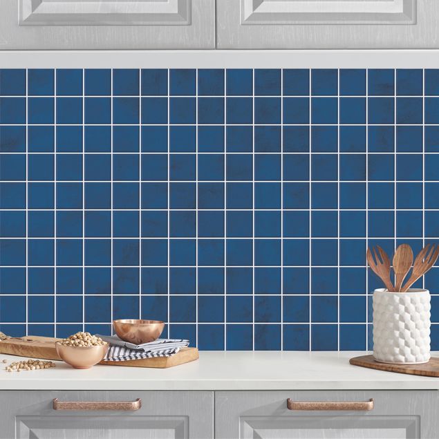 Küchenrückwand - Mosaik Beton Fliesen - Blau