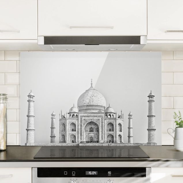 Spritzschutz Glas - Taj Mahal in Grau - Querformat - 3:2