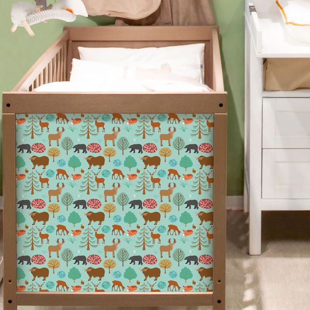 Möbelfolie Kinderzimmer - Modernes Kindermuster mit Waldtieren
