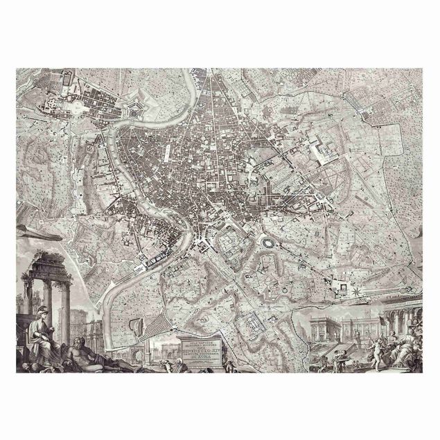 Magnettafel - Vintage Stadtplan Rom - Memoboard Querformat 3:4