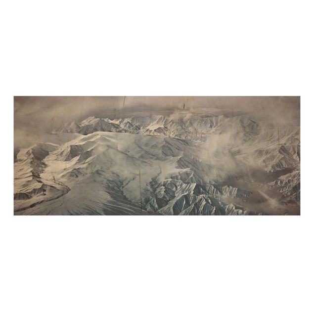 Holzbild - Berge von Tibet - Panorama
