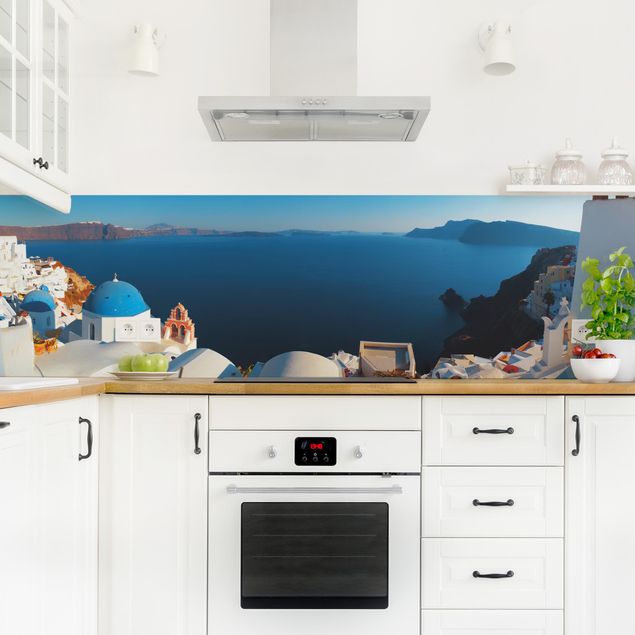 Küchenrückwand - Weites Panorama auf Oia