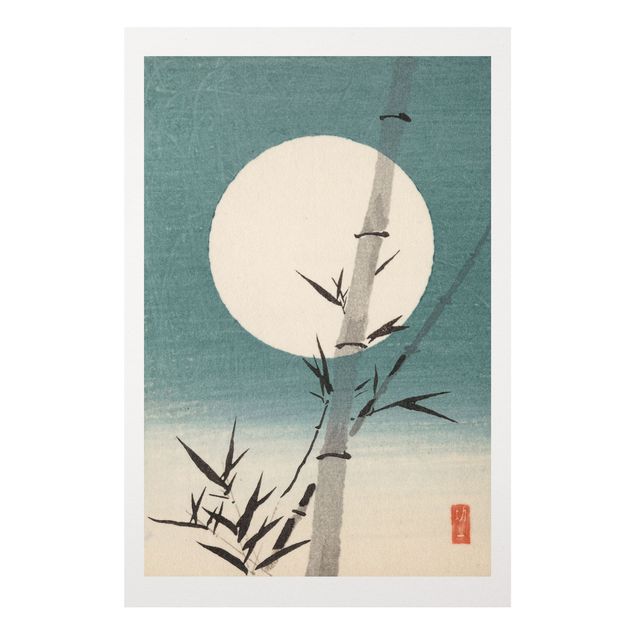 Forex Fine Art Print - Japanische Zeichnung Bambus und Mond - Hochformat 3:2