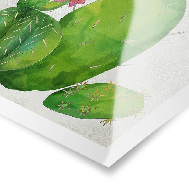 Poster - Kaktusfamilie rosa türkis - Hochformat 3:4