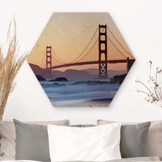 Hexagon Bild Holz - San Francisco Romance