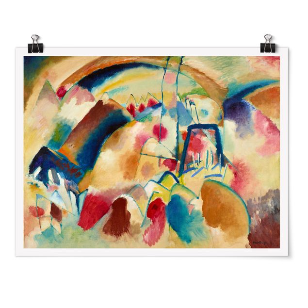 Poster - Wassily Kandinsky - Landschaft mit Kirche - Querformat 3:4