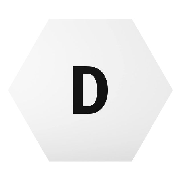 Hexagon Bild Alu-Dibond - Buchstabe Weiß D